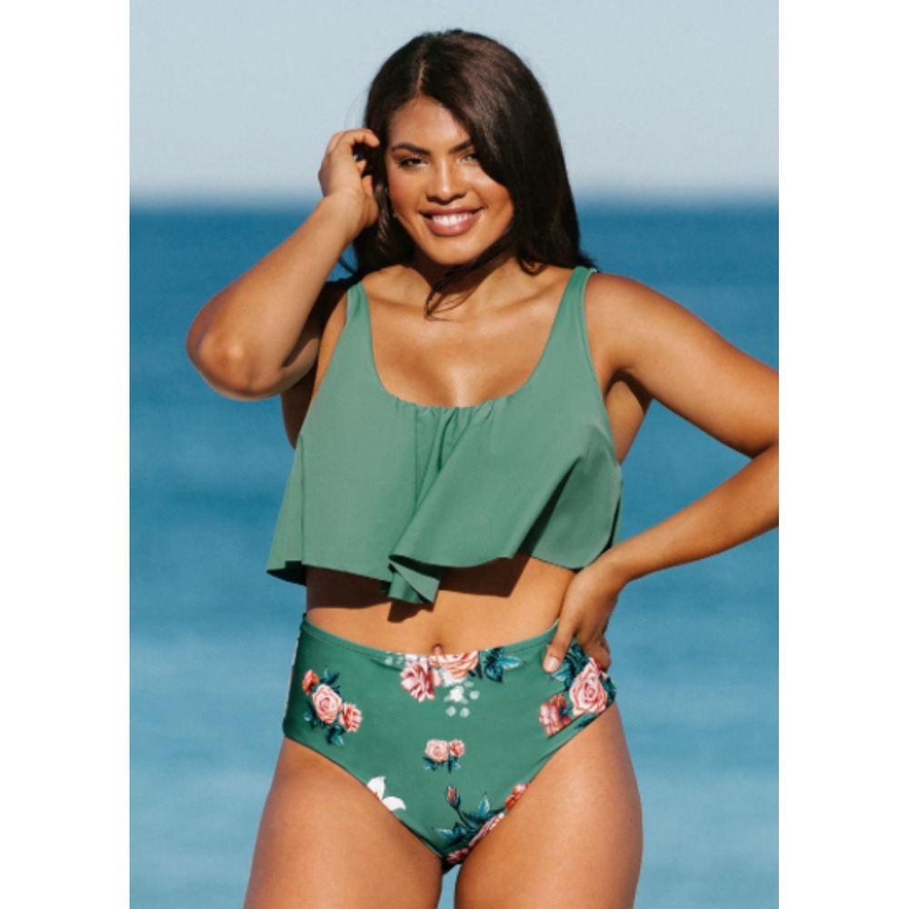 Cupshe Green Floral One Piece Swimsuit